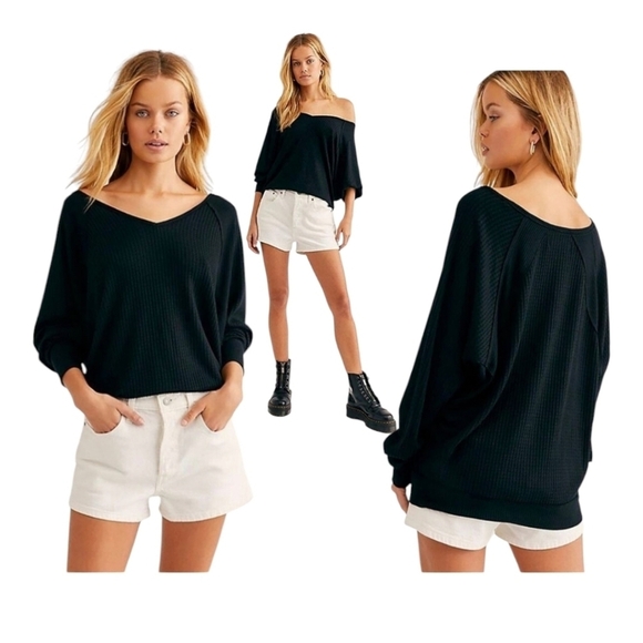 Free People Santa Clara Thermal in Black|Size: M - Picture 1 of 7